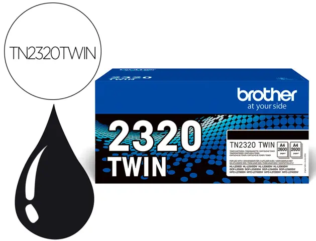 Imagen Toner brother tn-2320 dcpl2520dw /2540d/ mfcl2700dw / 2720dw / 2740dw negro 2600 paginas pack 2 unidades