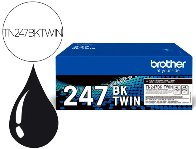 Imagen Toner brother tn247bk dcp-l3510cdw / hl-l3270cdw / mfc-l3710cw negro 3000 paginas pack 2 unidades
