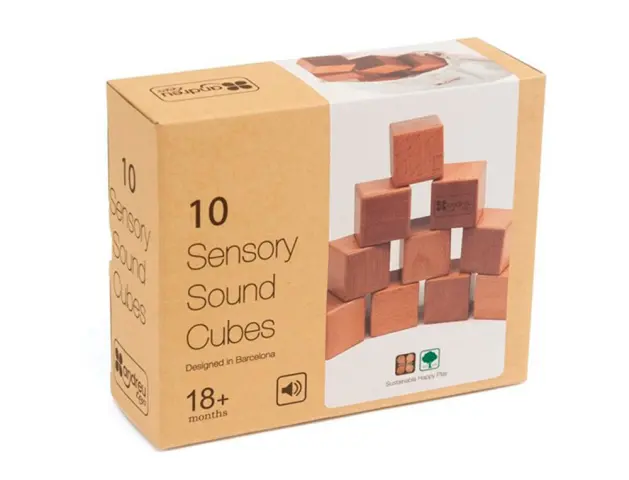Imagen Juego didactico andreutoys 10 cubos sensoriales con sonido madera