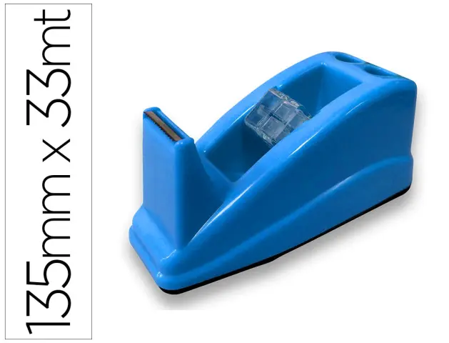 Imagen Portarrollo sobremesa q-connect plastico para cinta de 33 mt color azul 135x58x60 mm