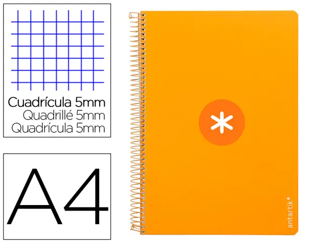 Imagen Cuaderno espiral liderpapel a4 micro antartik tapa dura 80h 100gr cuadro 5mm sin banda4 taladros color mostaza