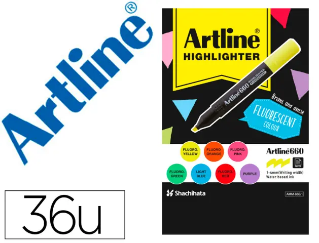 Imagen Rotulador artline fluorescente ek-660 expositor de 36 unidades colores surtidos