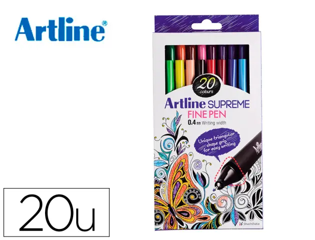 Imagen Rotulador artline supreme epfs200 fine liner punta de fibra 0,4 mm bolsa 20 unidades colores surtidos