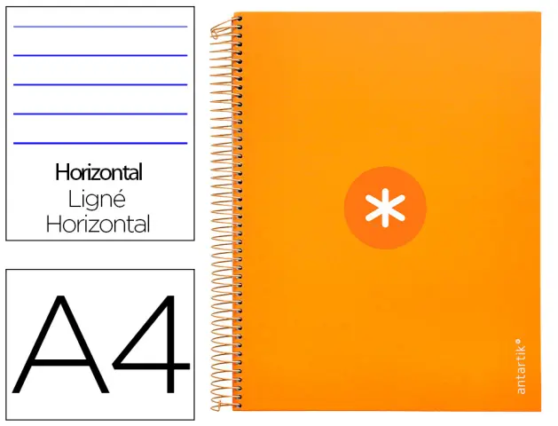 Imagen Cuaderno espiral liderpapel a4 micro antartik tapa forrada120h 100 gr horizontal 5 banda4 taladros color mostaza