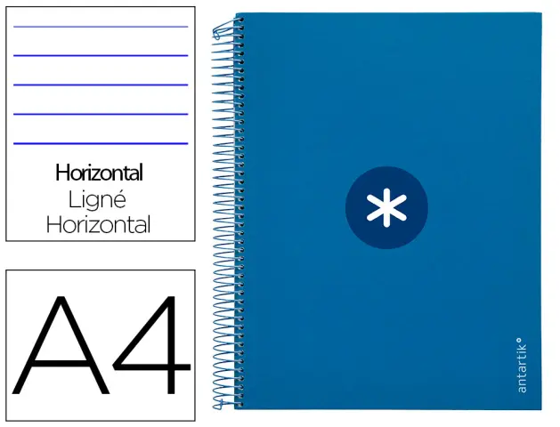 Imagen Cuaderno espiral liderpapel a4 micro antartik tapa forrada120h 100 gr horizontal 5 banda4 taladros color azul oscuro