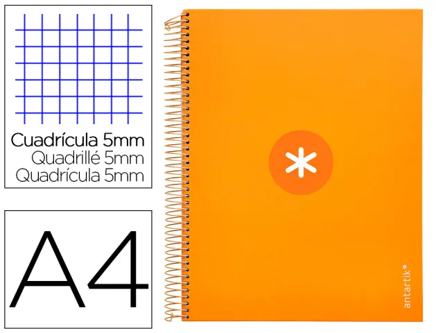 Imagen Cuaderno espiral liderpapel a4 micro antartik tapa forrada120h 100 gr cuadro 5mm 5 banda4 taladros color mostaza