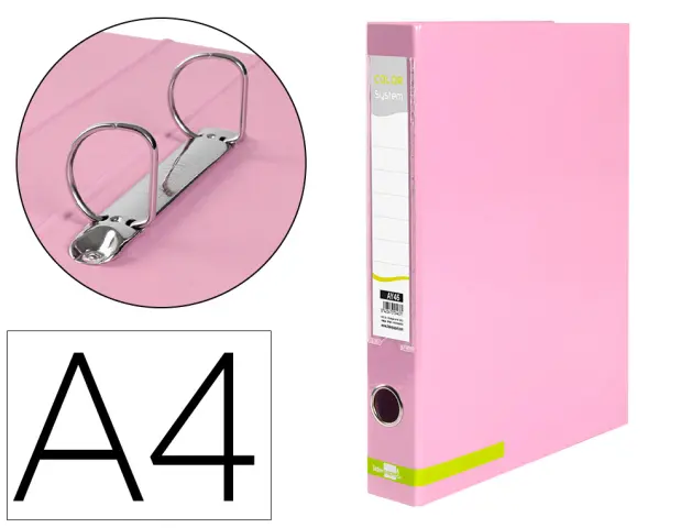Imagen Carpeta de 2 anillas 25 mm mixtas liderpapel a4 forrado color system con ollao y tarjetero rosa