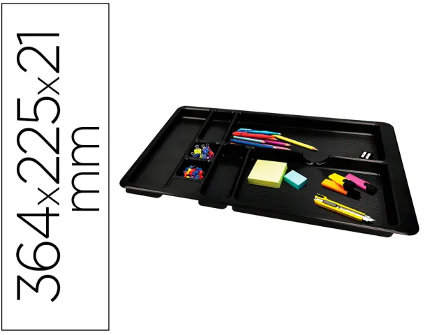 Imagen Bandeja organizadora q-connect de cajones color negro 364x225x21 mm