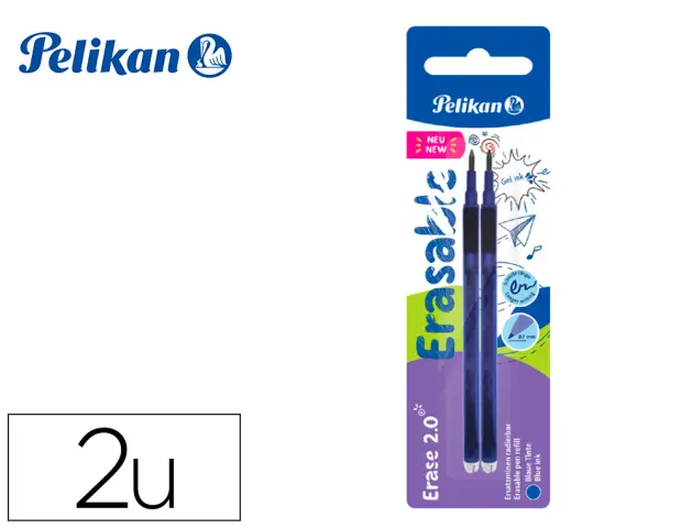 Imagen Recambio roller pelikan erase 2.0 color azul blister de 2 unidades