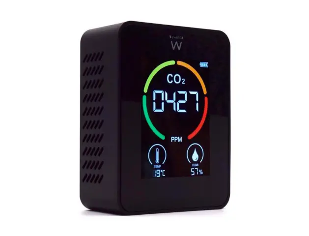 Imagen Medidor de co2 ewent pantalla led color detector calidad aire con indicador de temperatura y humedad usb-c