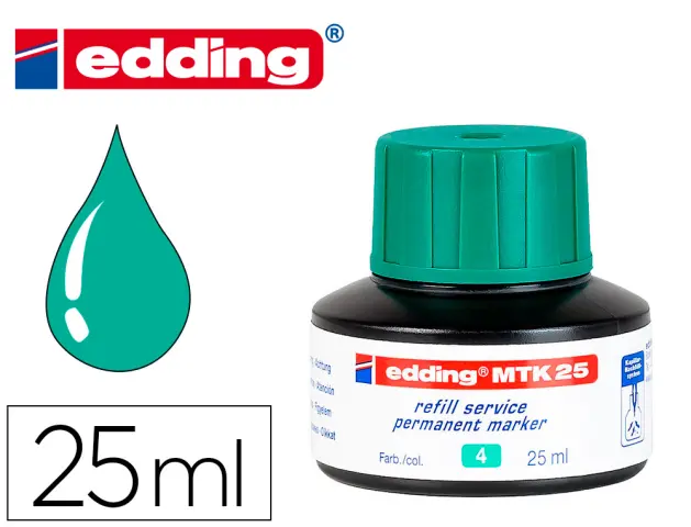 Imagen Tinta rotulador edding mtk25 con sistema capilar color verde frasco de 25 ml