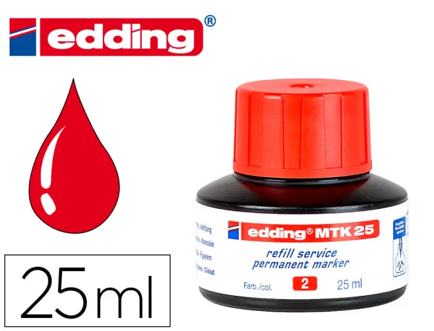 Imagen Tinta rotulador edding mtk25 con sistema capilar color rojo frasco de 25 ml