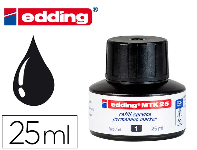 Imagen Tinta rotulador edding mtk25 con sistema capilar color negro frasco de 25 ml