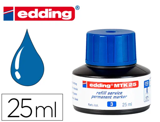 Imagen Tinta rotulador edding mtk25 con sistema capilar color azul frasco de 25 ml