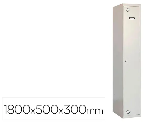 Imagen Taquilla metalica simonlocker 1 puerta con cerradura respiradero y etiquetero gris/gris 1800x500x300 mm