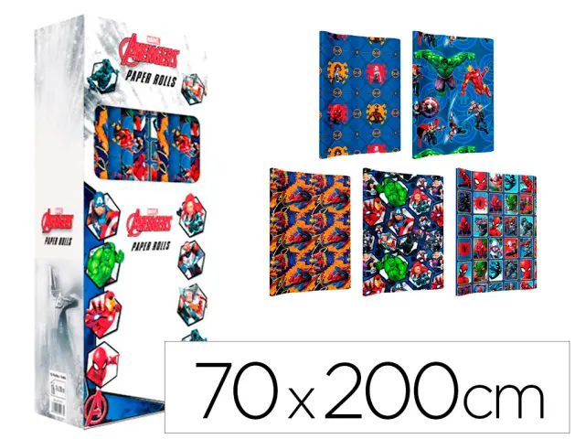 Imagen Papel de regalo basika marvel rollo de 70 x 200 cm 60 gr modelos surtidos