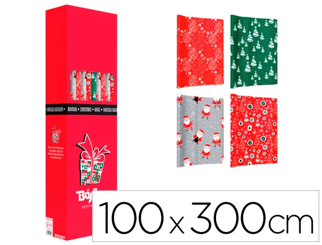 Imagen Papel de regalo basika navidad rollo de 100 x 300 cm modelos surtidos