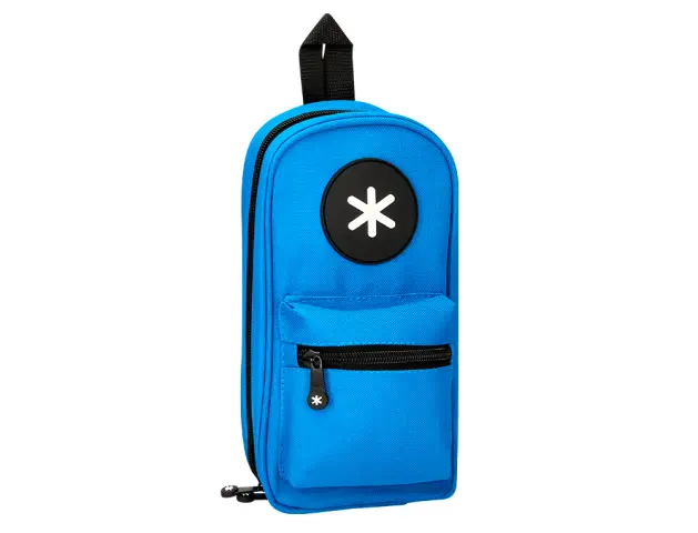 Imagen Bolso escolar portatodo antartik forma de mochila con bolsillo y 4 departamentos color azul 230x50x120 mm
