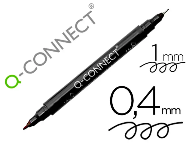 Imagen Rotulador q-connect marcador permanente doble punta color negro 4 mm y 1 mm