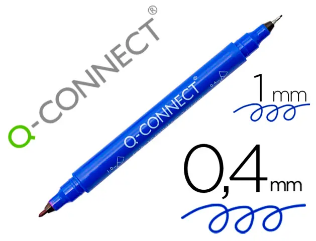 Imagen Rotulador q-connect marcador permanente doble punta color azul 0,4 mm y 1 mm