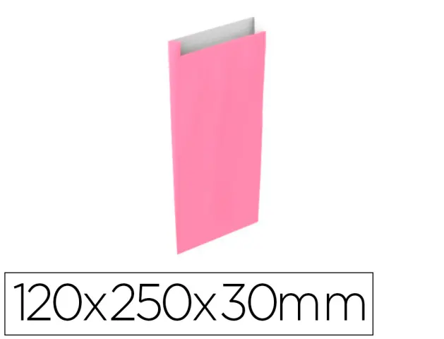 Imagen Sobre papel basika celulosa rosa con fuelle xs 120x250x30 mm paquete de 25 unidades