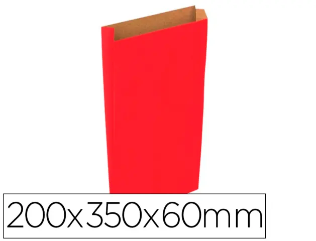 Imagen Sobre papel basika kraft rojo con fuelle m 200x350x60 mm paquete de 25 unidades