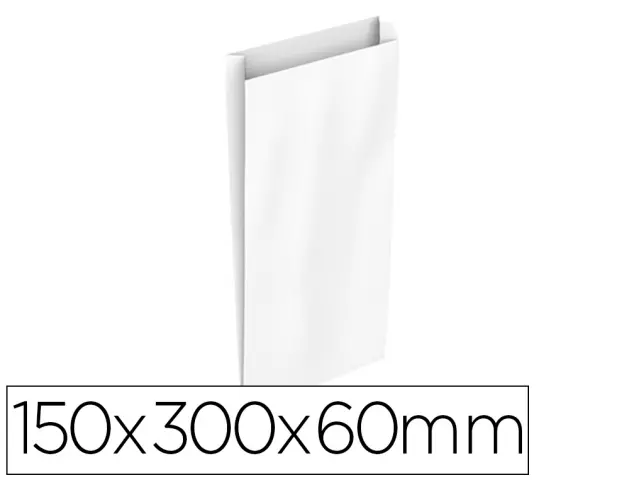 Imagen Sobre papel basika celulosa blanco con fuelle s 150x300x60 mm paquete de 25 unidades
