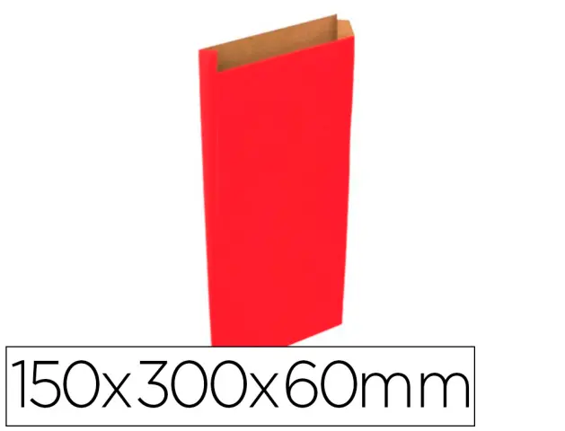 Imagen Sobre papel basika kraft rojo con fuelle s 150x300x60 mm paquete de 25 unidades