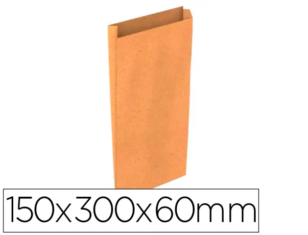 Imagen Sobre papel basika kraft natural liso con fuelle s 150x300x60 mm paquete de 25 unidades