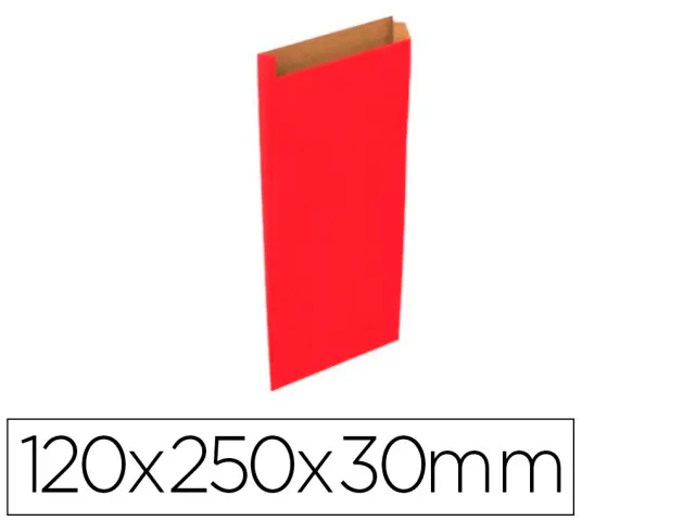 Imagen Sobre papel basika kraft rojo con fuelle xs 120x250x30 mm paquete de 25 unidades