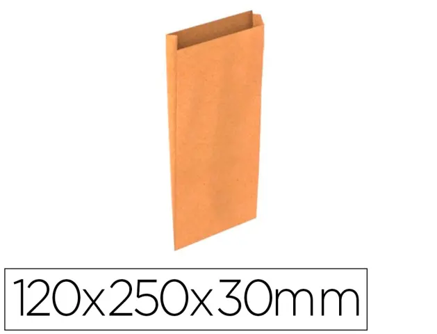 Imagen Sobre papel basika kraft natural liso con fuelle xs 120x250x30 mm paquete de 25 unidades