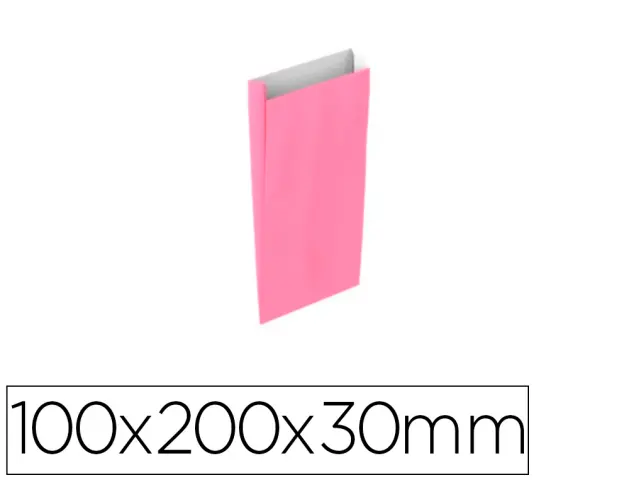 Imagen Sobre papel basika celulosa rosa con fuelle xxs 100x200x30 mm paquete de 25 unidades