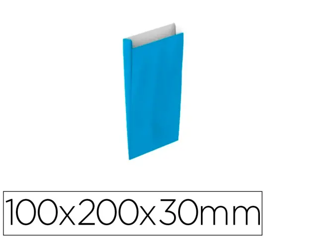 Imagen Sobre papel basika celulosa celeste con fuelle xxs 100x200x30 mm paquete de 25 unidades