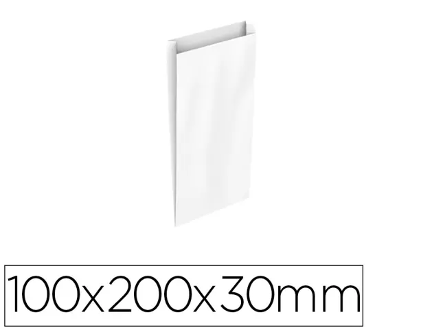 Imagen Sobre papel basika celulosa blanco con fuelle xxs 100x200x30 mm paquete de 25 unidades