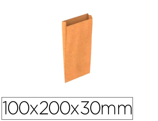 Imagen Sobre papel basika kraft natural liso con fuelle xxs 100x200x30 mm paquete de 25 unidades