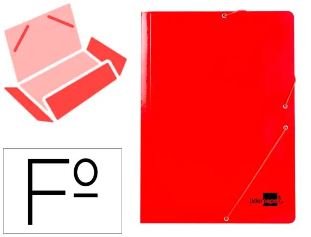 Imagen Carpeta liderpapel gomas folio 3 solapas carton plastificado color rojo