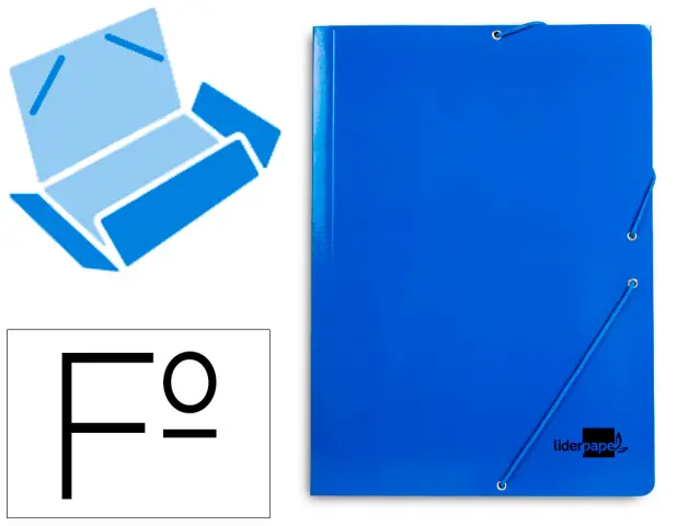 Imagen Carpeta liderpapel gomas folio 3 solapas carton plastificado color azul