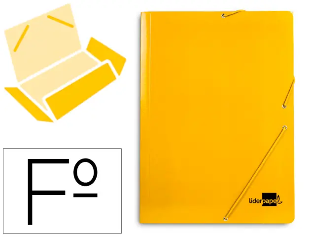 Imagen Carpeta liderpapel gomas folio 3 solapas carton plastificado color amarillo