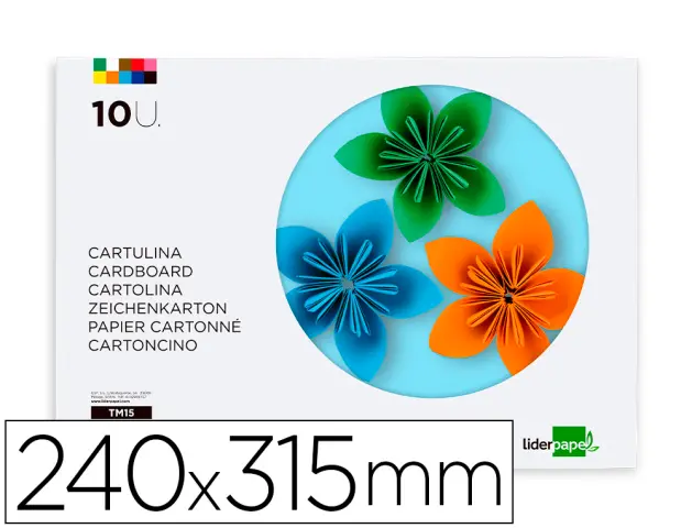 Imagen Bloc trabajos manuales liderpapel cartulina 240x315mm 10 hojas 5 colores neon + 5 colores intensos