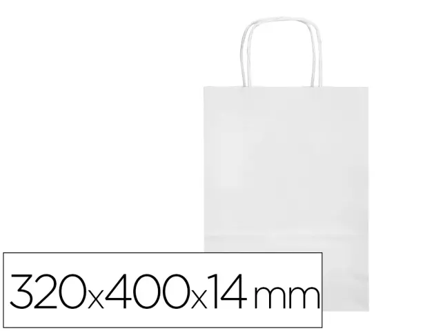 Imagen Bolsa papel q-connect celulosa blanco l con asa retorcida 320x400x14 mm