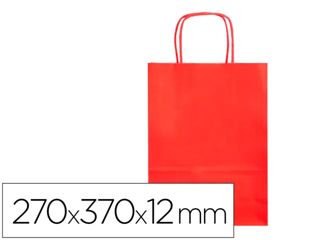 Imagen Bolsa papel q-connect celulosa rojo m con asa retorcida 270x370x12 mm