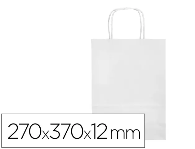 Imagen Bolsa papel q-connect celulosa blanco m con asa retorcida 270x370x12 mm