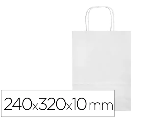 Imagen Bolsa papel q-connect celulosa blanco s con asa retorcida 240x320x10 mm