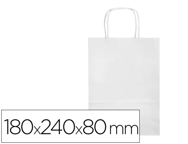 Imagen Bolsa papel q-connect celulosa blanco xs con asa retorcida 180x240x80 mm