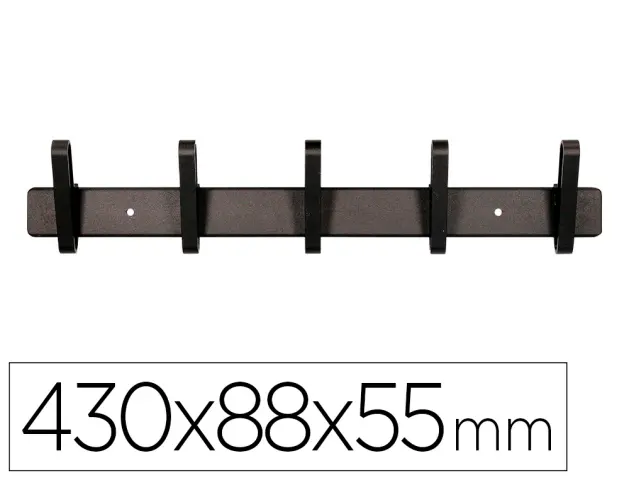 Imagen Perchero liderpapel pared metalico 5 colgadores color negro 430x88x55 mm