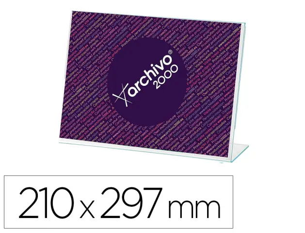 Imagen Expositor sobremesa archivo 2000 con forma l poliestireno transparente din a4 horizontal doble cara