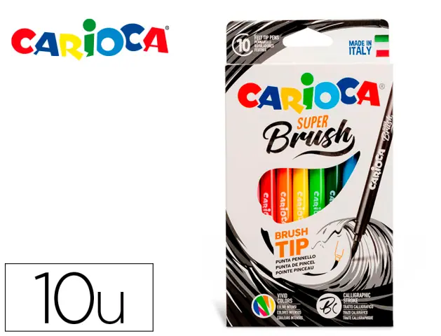 Imagen Rotulador carioca super brush caja de 10 unidades colores surtidos