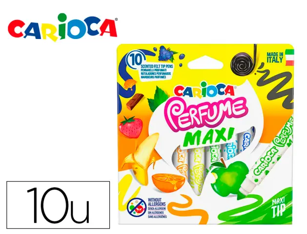 Imagen Rotulador carioca perfumado punta maxi lavable caja de 10 unidades colores surtidos