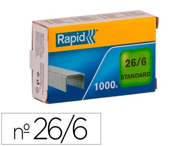 Imagen Grapas rapid 26/6 mm galvanizada caja de 1000 unidades