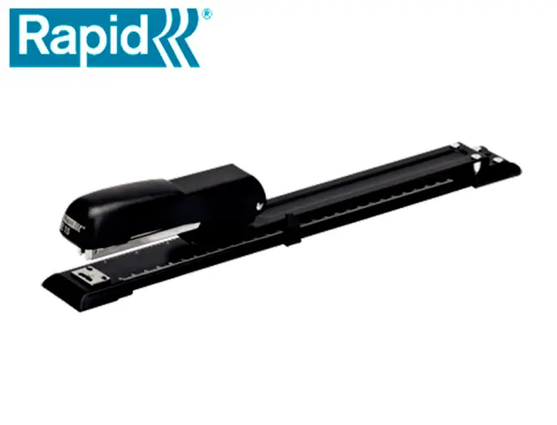 Imagen Grapadora rapid e15 metalica brazo largo capacidad 20 hojas usa grapas 24/6 y 26/26 color negro